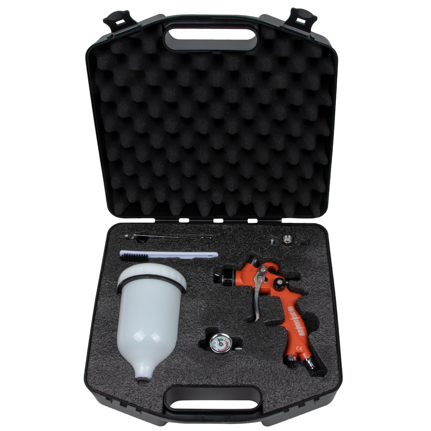 Silvershadow Professional Spray Gun 1.4mm/1.8mm Nozzles Stainless Steel 1000ml Capacity 14.3CFM 29-32psi SSS-X1